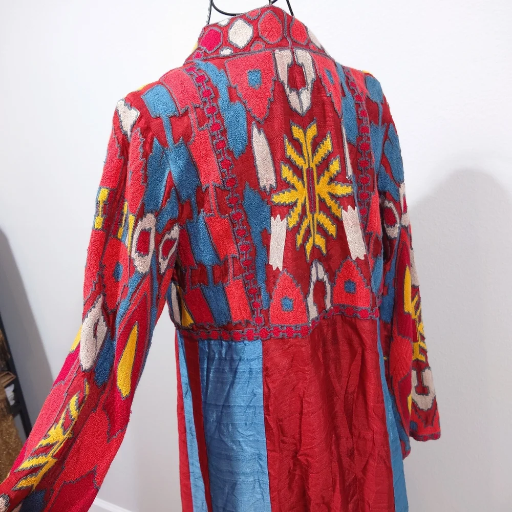 Soft Surroundings Embroidered Boho Duster XS Maxi Coat Festival Statement Piece - Picture 10 of 10